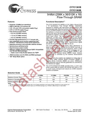 CY7C1361B-100AC datasheet  